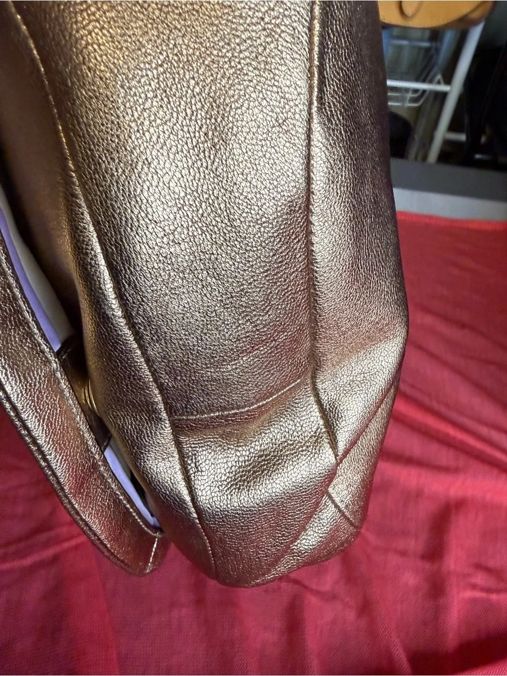 Coach Ali Metallic Rose Leather Hobo Shoulder Bag Rose Gold